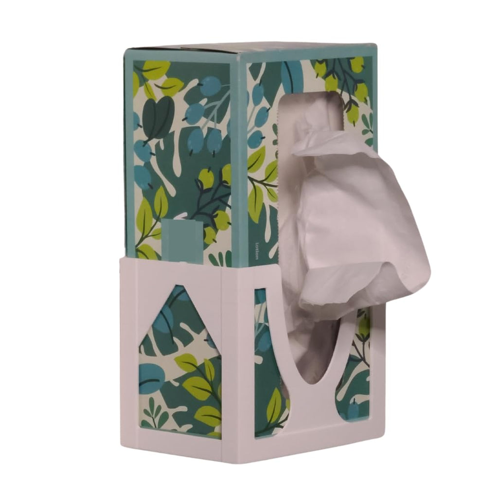 Wall Mounted Tissue Box Holder for Standard Rectangular Tissue Boxes, White, Sneeze Eaze