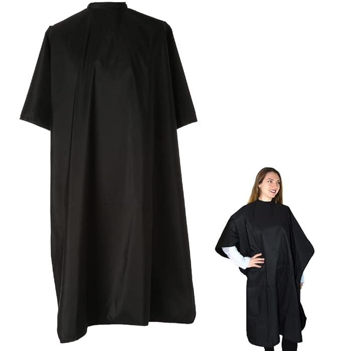 Black Hair Coloring Cape - Water-Resistant Salon Cape for Women