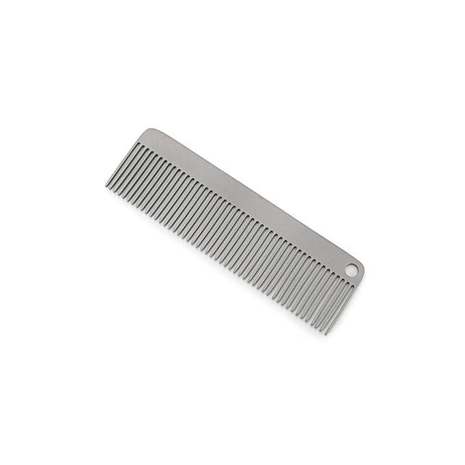 Pure Titanium Hair Comb for Men and Women - Fine Tooth Comb for Curls, Anti-Static Brush with Satin Finish, Compact Pocket Grooming Brush for Travel and Daily Carry