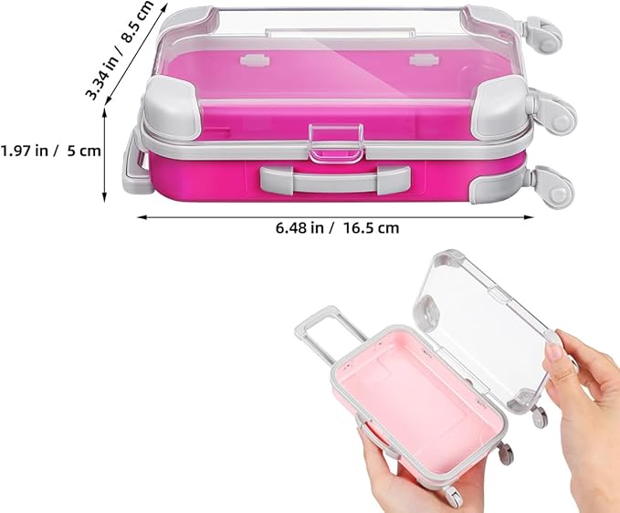 PRETYZOOM Mini Suitcase Eyelash Storage Box Travel Makeup Case for False Eyelashes Cosmetic Case Organizer for Skin Care Products and Small Trinkets Portable Carrying 6.49 X 3.34 X 1.96 in 4 Pack