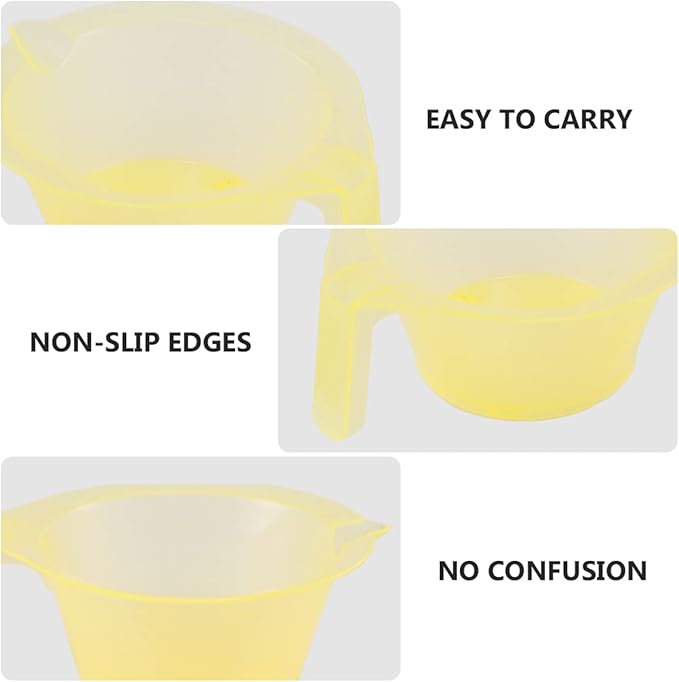 KALLORY Hair Dye Bowl 3-Pack with Handle 6.10X5.31X2.75In Sturdy Plastic Hair Color Mixing Cups for Diy Coloring Salon and Home Use Easy to Clean