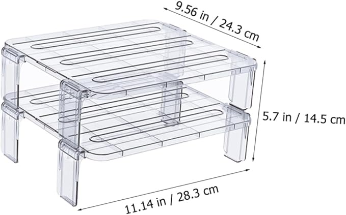 2pcs stacking shelf freezer rack Kitchen Storage Rack foldable cabinet shelf kitchen fridge organizer stackable shelves refrigerator organizer clear as supplies fruit