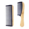2PCS Natural Handmade Bamboo Hair Combs for Women Men, Anti-Static for All Hairstyles & Beard