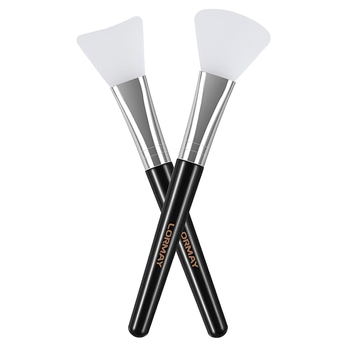 LORMAY 2 Pcs Soft Silicone Face Mask Brush for Mud Clay Jelly Facial Mask