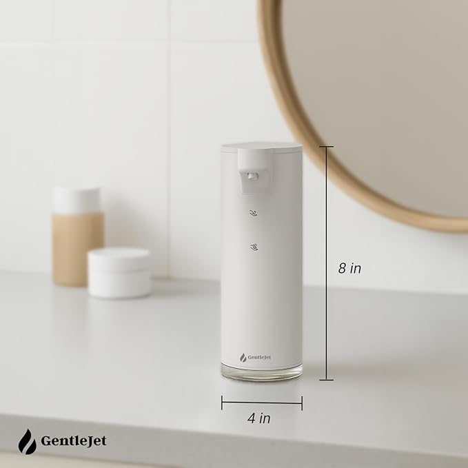 GentleJet EasyFoam Automatic Foaming Soap Dispenser, Touchless USB-C Rechargeable Sensor Pump, 304 Stainless Steel, Adjustable Foam, IPX5 Water-Resistant for Bathroom & Kitchen, 10 fl oz / 300 mL