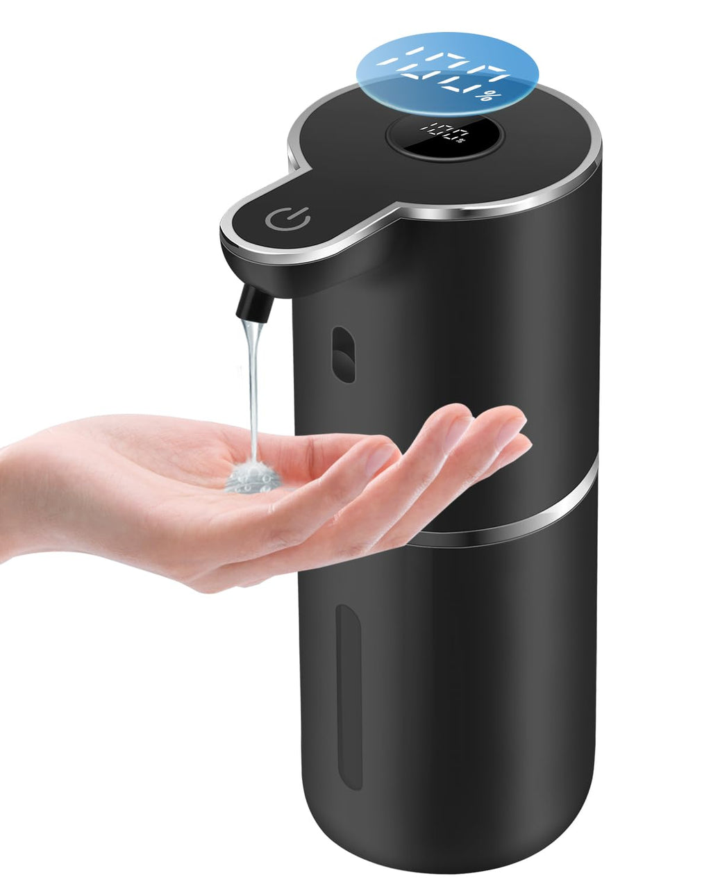 Automatic Liquid Soap Dispenser 12.8oz, Rechargeable & 6 Levels Soap Adjustable with Digital Display, Wall Mount, Waterproof, Touchless Hand/Dish Soap Dispenser for Kitchen, Bathroom, Hotel