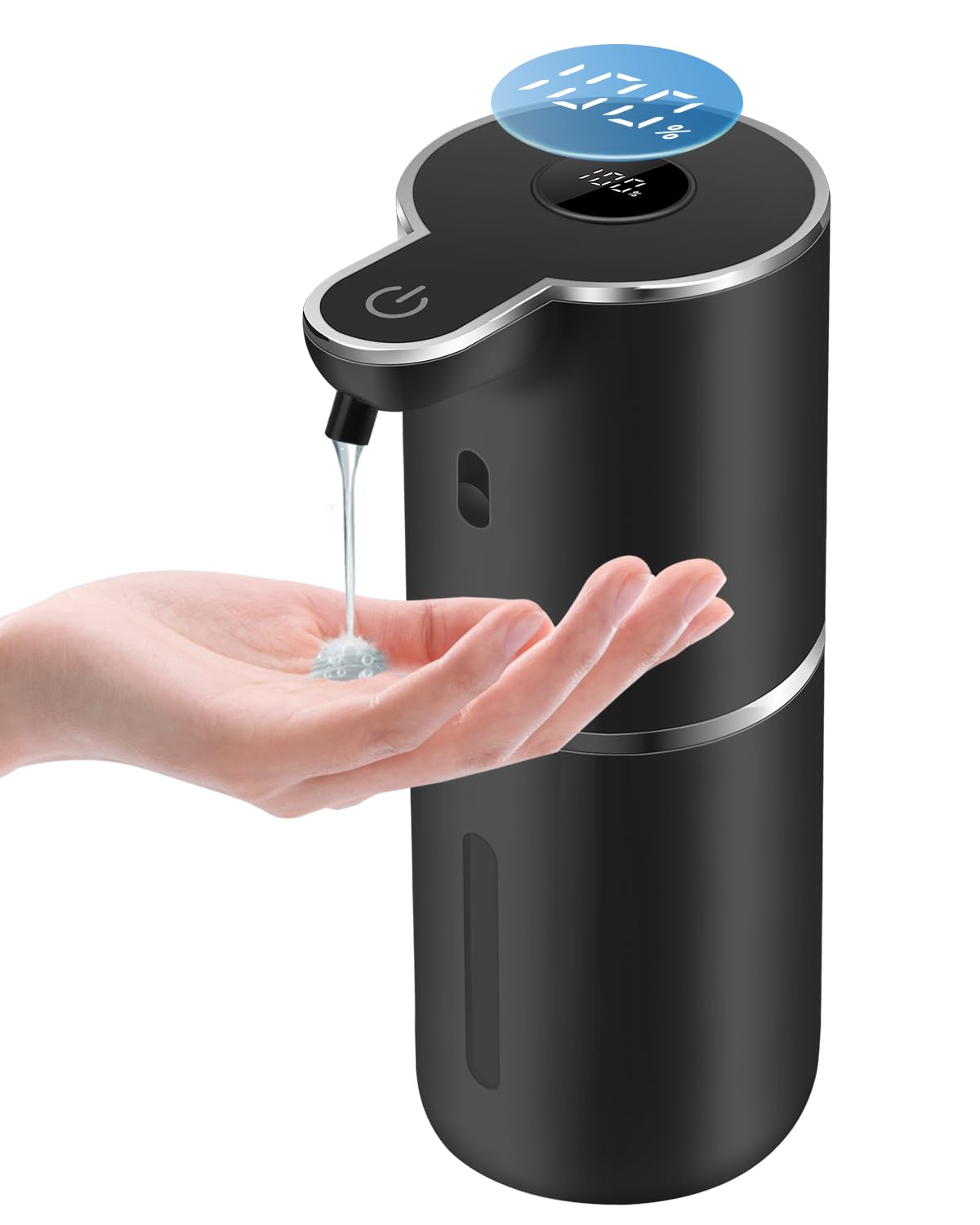 Automatic Liquid Soap Dispenser 12.8oz, Rechargeable & 6 Levels Soap Adjustable with Digital Display, Wall Mount, Waterproof, Touchless Hand/Dish Soap Dispenser for Kitchen, Bathroom, Hotel