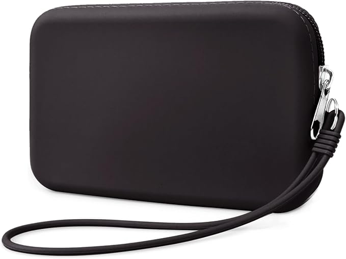 Silicone Small Makeup Pouch for Travel, Toiletry Bag Cute Portable Cosmetic Organizer - Waterproof, Mini Zipper Clutch - Black