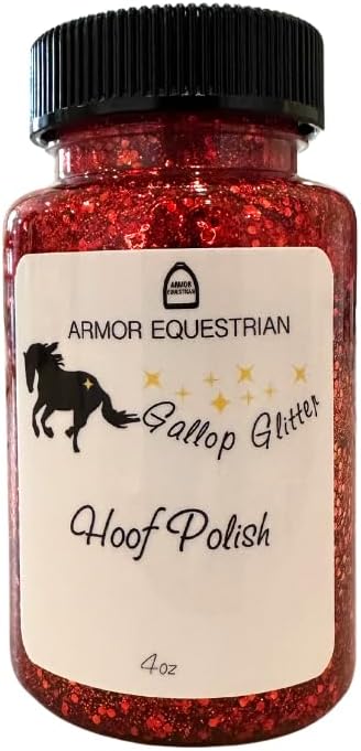 Horse Gallop Glitter Gift Set, 4 Items - Hoof Polish, Body Glitter, Mane and Tail Gel, Shimmer Body Spray (Red)
