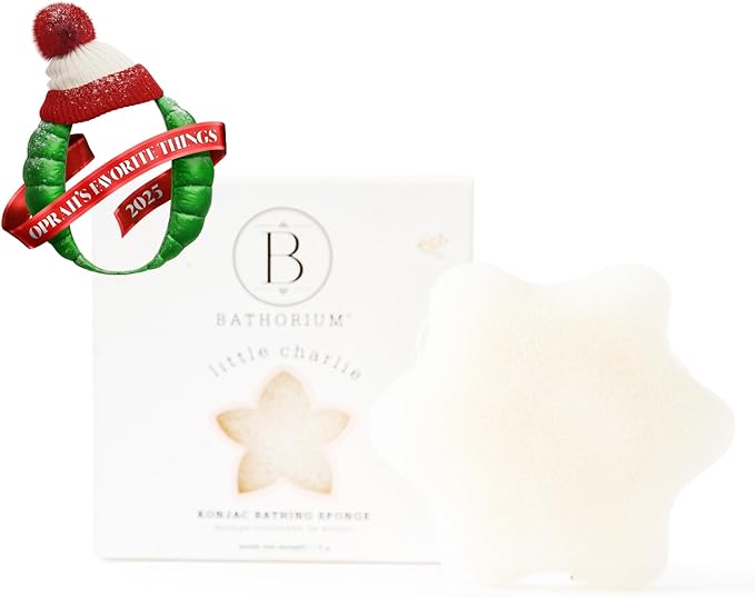 Bathorium Little Charlie Konjac Body Sponge, Gentle & Cleansing Sponge for Babies, Sensitive Skin, 100% Pure Konjac, Ideal for Daily Use, 1 Each