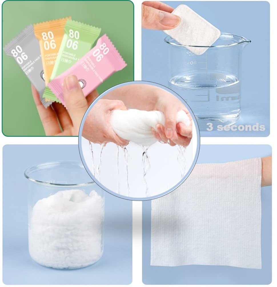 QUALIALL Premium Compressed Towels, Pure Cotton Portable Washcloth for Camping or Travel…