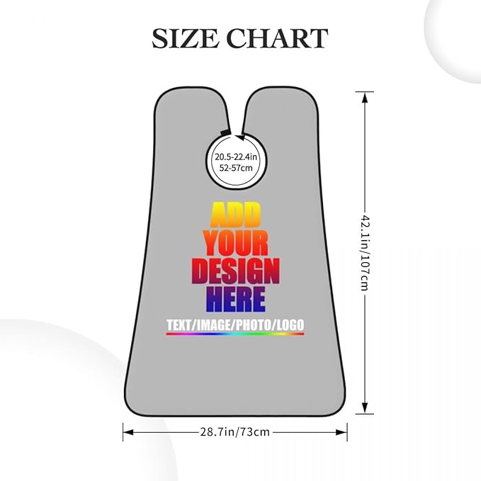 Personalized Custom Beard Bib Apron Design Your Photo Text Logo Beard Hair Catcher Non-Stick Beard Shave Capes for Trimming Shaving Grey