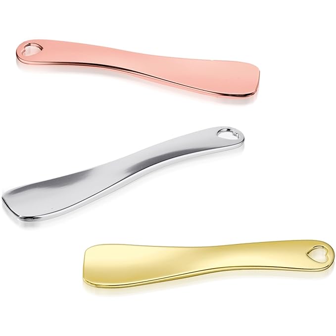Hariendny 3 Pack Cosmetic Lotion Spatula Metal Makeup Spatula Face Cream Scoop Spatulas Mini Skin Care Spoon Reusable Applicator Tool for Face Mask Cream Lotions