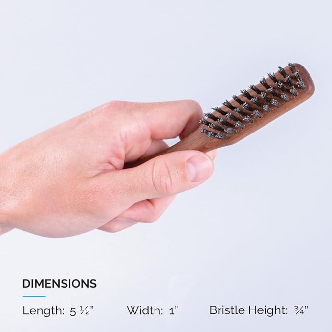 ZEUS Boar Bristle Beard & Mustache Handled Brush for Men, Soft Bristles