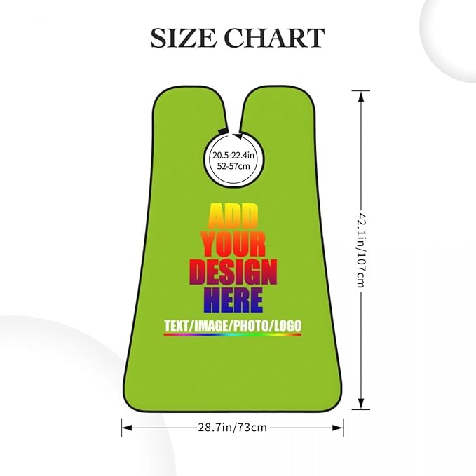 Personalized Custom Beard Bib Apron Design Your Photo Text Logo Beard Hair Catcher Non-Stick Beard Shave Capes for Trimming Shaving Yellow Green