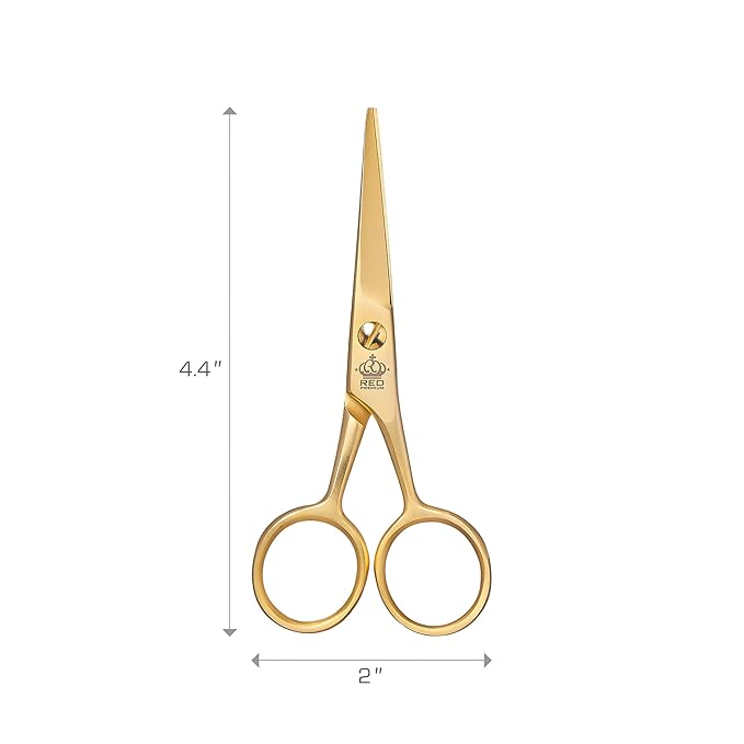 RED by Kiss Premium Stainless Steel Men Beard Shear, Grooming Facial Hair Trimmer Scissors with Sharp Edge for Mustache Beard & Sideburns Precision, No Pulling, Control & Comfort with Perfect Size