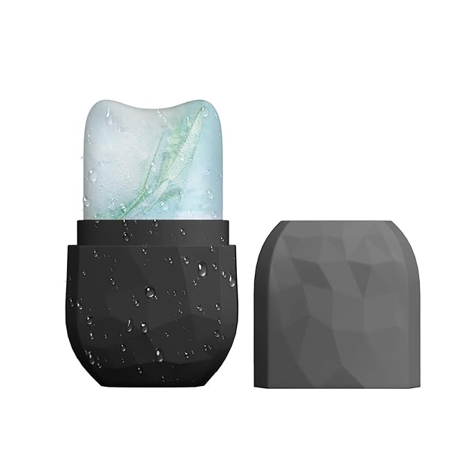 Diamond ice Cube Roller - Silicone Skin Care ice Roller for face & Eye Puffiness Relief Beauty gua sha Facial Tools Massage ice Mold cryo Cube ice Roller Best Women’s Gift (Black)
