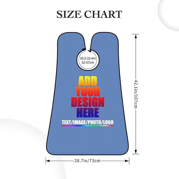 Custom Beard Apron for Men Personalized Gift with Name Image Picture Text Beard Shave Cape Customized Beard Trimming Catcher Bib for Bathroom Carolina Blue