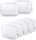 BEFORYOU 6 Pack Clear Toiletry Carry Pouch, White, Small TSA Approved