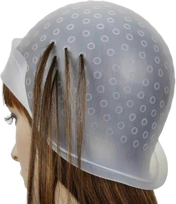 Silicone Highlight Tipping Cap for Hair with Hook Reusable Hair Cap for Hair Coloring Hair Staining Cap Dyeing Tool