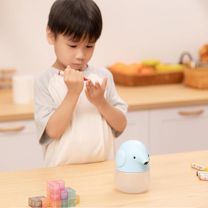 Automatic Soap Dispenser for Kids- Cute Blue Elephant Touchless Foaming Hand Soap Dispenser, Waterproof & USB Rechargeable, 13.5oz/ 400ml for Bathroom Countertop, Kitchen, Preschool Children