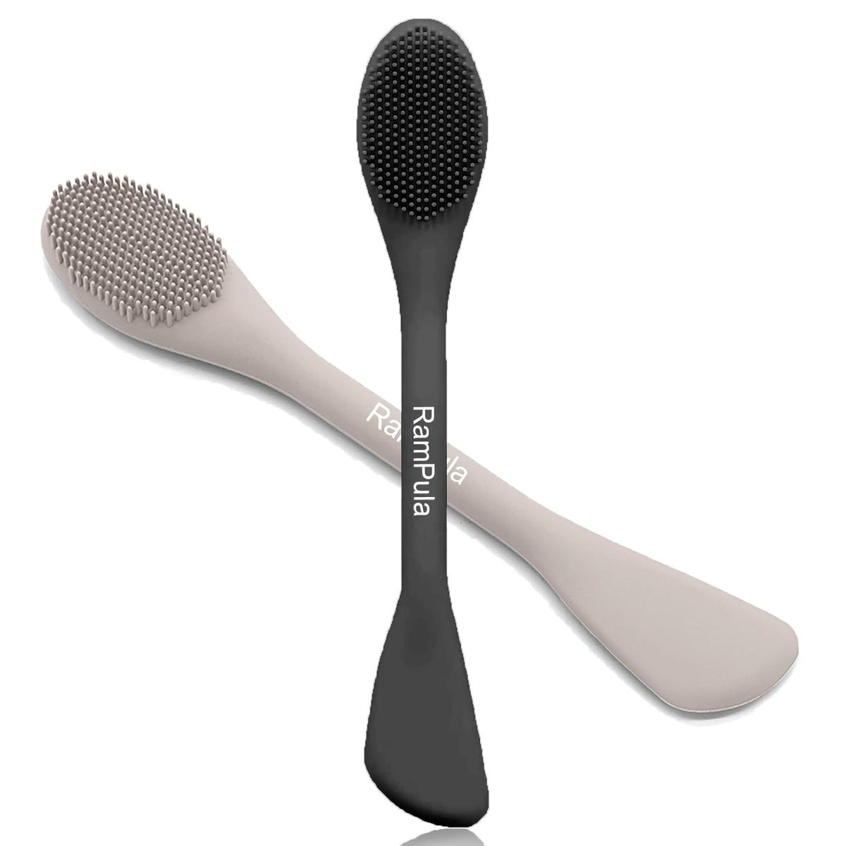 RamPula Silicone Facial Mask Applicator Face Masks Skincare Brush Facial Scrubber Double-Head Lotion Spatula Scoop for Makeup,Foundation,Cream,Lotion,Moisturizer,Gel,Peel,Mud Masks (Purple+Gray)