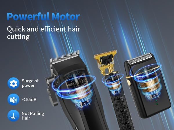HIENA PRO Professional Hair Clipper Set for Men, Cordless Barber Clippers Set and Trimmer Kit, USB Rechargeable Electric Beard Trimmer Foil Shaver & Men's Facial Grooming Tool Kit, Gifts for Men