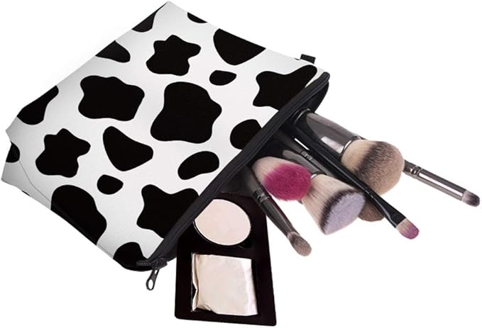 Aiphamy Cute Travel Makeup Bag Cosmetic Bag Small Pouch Gift for Women (Cow Print)