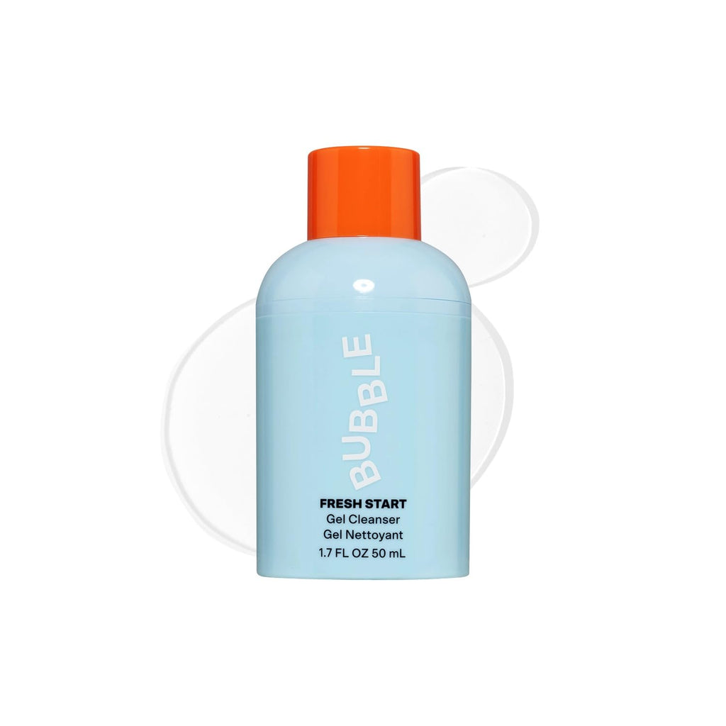 Bubble Skincare Fresh Start Gel Cleanser - Gentle Exfoliating Face Wash for Oily Skin - Gel Cleanser with Aloe Vera Juice + Caffeine to Protect and Soothe Complexion - Summer Skincare Essential (50ml)