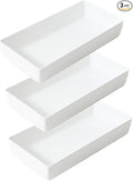 ihomecooker 3 Pack White Plastic Drawer Organizer Tray Cutlery Utensil Makeups Drawer Organizers 12" X 6"…