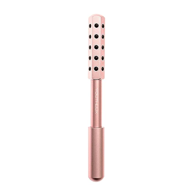 YOUTHLUX Radiance Roller – Germanium Stone Facial Massage Tool/Wand Face Roller for Lifting, Sculpting, De-Puffing, Glow Boost, Energizing & Cooling Effect (Rose Gold)