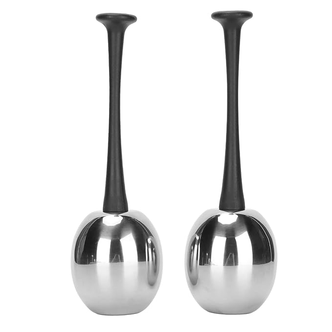 Glomora 2pcs Facial Ice Globes Stainless Steel Facial,Massage Reduce Puffiness Eliminate Fine Lines Ice Globes Cryo Sticks for Skin Care,Targets Dark Circles,Puffiness,Wrinkles (Black Handle)