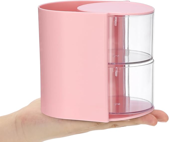 GUSHBIN Hair Accessories Organizer with Brush Holder Rotating Hair Clips Container Hair Organizer Storage Box for Bathroom Countertop, Pink