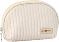 Duleylv Small Makeup Bag for Purse Mini Cosmetic Pouch Waterproof Makeup Organizer for Women Small Cosmetic Bag PU Leather Travel Makeup Bag Lipstick Bag with Zipper Beige