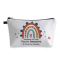 Deanfun Small Makeup Case - Cute and Waterproof Cosmetic Bag for Women(Rainbow, Sometimes You Forget That You'Re Awesome, So This Is Your Reminder D5-56372)
