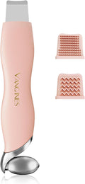 Vangines Blackhead Remover Tool with Ice Roller, Stainless Steel Face Scraper, Skin Scrubber Face Spatula for Deep Cleansing, 3-in-1 Skin Care Tool with 2 Silicone Brush Heads(Dusty Rose)