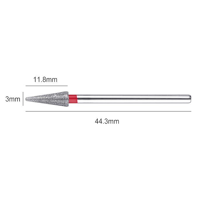 NMKL38 3/32" Tapered Diamond Nail Drill Bit Rotary Cuticle Clean Burr Nail Art File for Electric Drill Machine Manicure Pedicure Tool (Fine - 4.3x12.0)