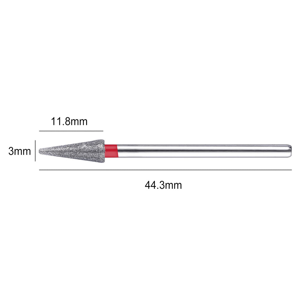 NMKL38 3/32" Tapered Diamond Nail Drill Bit Rotary Cuticle Clean Burr Nail Art File for Electric Drill Machine Manicure Pedicure Tool (Fine - 4.3x12.0)