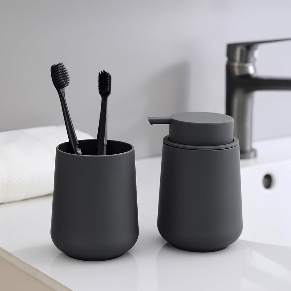 YAUKPH Matte Gray Liquid Hand Soap Dispenser Plastic