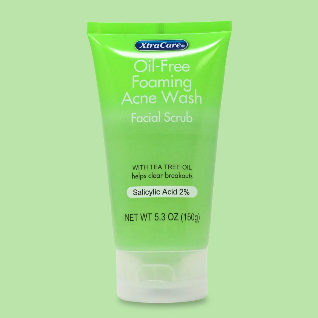 XtraCare OIL FREE FOAMING ACNE WASH Facial Scrub 5.3 oz. with Tea Tree Oil (Pack of 2)
