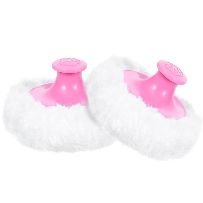 WLLHYF 2 Pcs Fluffy Large Body Cosmetic Face Loose Powder Applicator Handle Foundation Puff Pad Washable Beauty Application Tool for Women