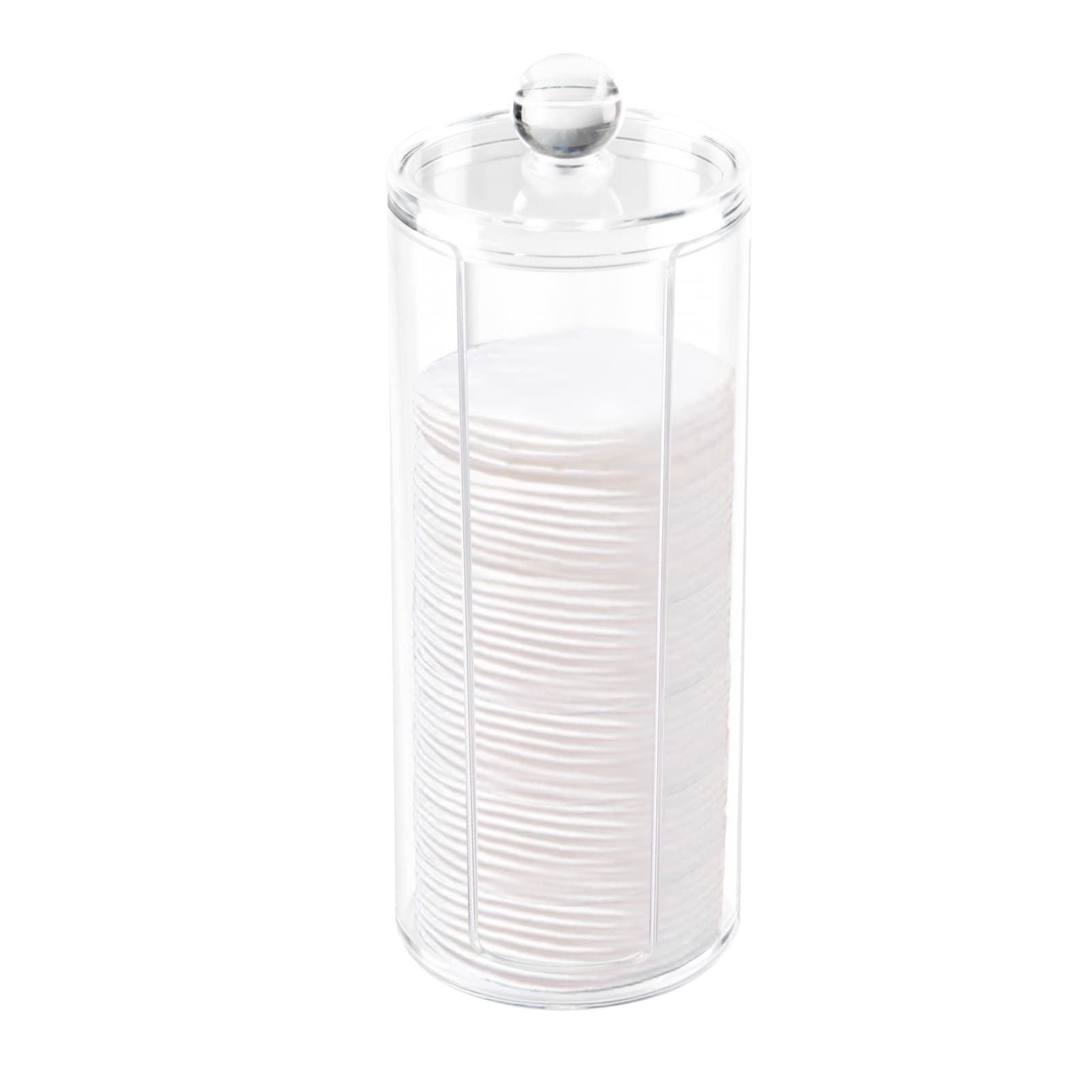 Acrylic Cotton Rounds Holder with Lid for Facial Makeup Remover Pads
