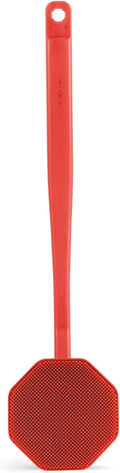 Silver-Infused Silicone Back Scrubber with Long Handle Back Brush for Shower,Back Scrubber Body Exfoliator Scrubber for All Skin Type and Sensitive Skin - for Men and Women - Red