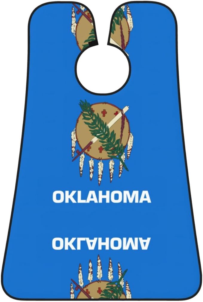 NOUZU Oklahoma State Flag Print Beard Bib Apron For Men, Beard Hair Catcher For Men Shaving Trimming,Beard Cape Cloth