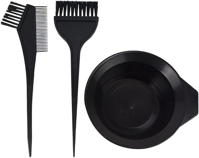 YANTAISIYU 3 Pcs Salon Hair Dyeing Kit Tools Hair Color Mixing Bowl Tinting Brush and Angled Comb for Hair Coloring