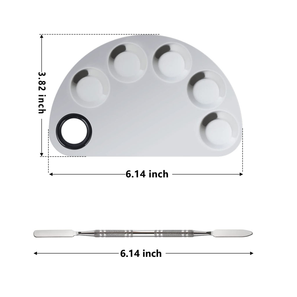 Banugo Makeup Mixing Palette, Premium Stainless Steel Cosmetic Makeup Palette with Spatula Tool, Nail-art Cosmetic Palette for Mixing Cosmetic/Nail Polish/Pigment (Semicircle)