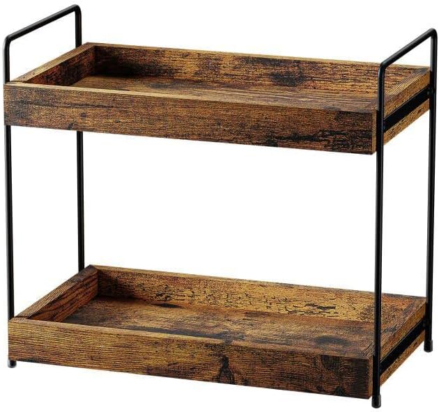 SANRETAHO 2-Tier Wood Bathroom Counter Organizer, Kitchen Spice Rack
