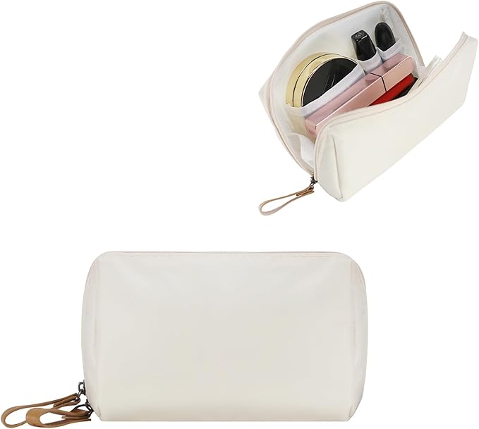 Kososuru Small Makeup Bag for Purse Portable Waterproof Cosmetic Bag Travel Makeup Pouch for Women (Beige)