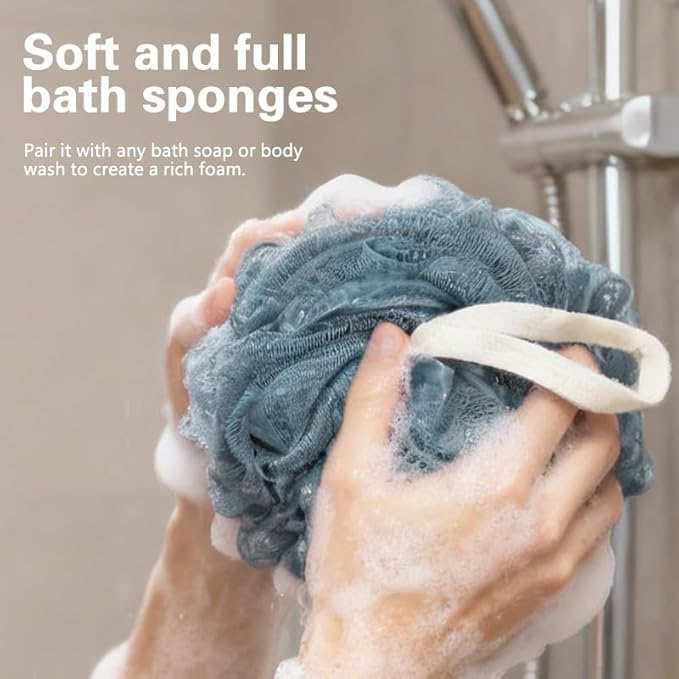 Bath Shower Loofah Sponge Body Scrubbe Body Exfoliator Scrubber Wash Sponge for MenWomen (Set of 3 Color