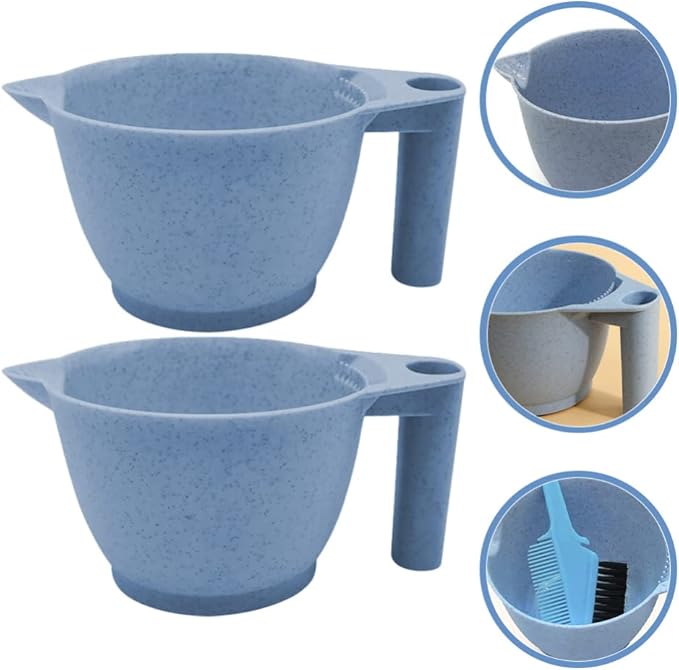 Beaupretty 2pcs Tint Bowl Mixing Bowls Hair Dye Bowls with Handle for for Barber Salon Home Blue